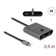 Delock Switch USB 10 Gbps USB Type-C™, 2 az 1-ben, kétirányú, 8K