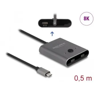 Delock Switch USB 10 Gbps USB Type-C™, 2 az 1-ben, kétirányú, 8K