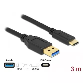 Delock SuperSpeed USB (USB 3.2 Gen 2) Type-A és USB Type-C™ kábel, 3 méter hosszú