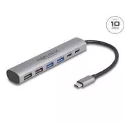 Delock 6 portos USB hub 4 x USB Type-A aljzattal és 2 x USB Type-C™ aljzattal
