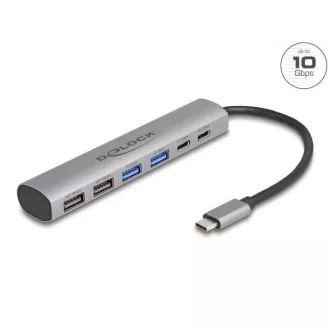Delock 6 portos USB hub 4 x USB Type-A aljzattal és 2 x USB Type-C™ aljzattal