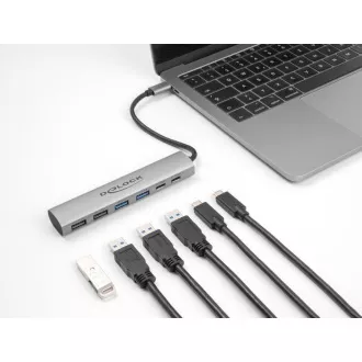 Delock 6 portos USB hub 4 x USB Type-A aljzattal és 2 x USB Type-C™ aljzattal