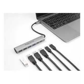 Delock 6 portos USB hub 4 x USB Type-A aljzattal és 2 x USB Type-C™ aljzattal