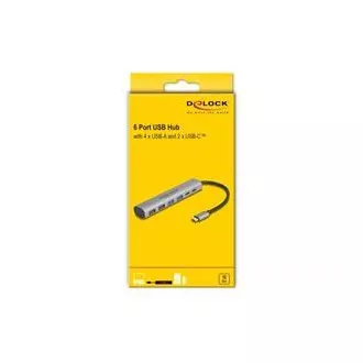 Delock 6 portos USB hub 4 x USB Type-A aljzattal és 2 x USB Type-C™ aljzattal