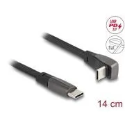 Delock USB 2.0 lapos kábel USB Type-C dugaszos csatlakozóból USB Type-C dugaszos csatlakozóba, derékszögű