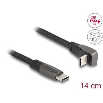 Delock USB 2.0 lapos kábel USB Type-C dugaszos csatlakozóból USB Type-C dugaszos csatlakozóba, derékszögű Delock USB 2.0 lapos kábel USB Type-C dugaszos csatlakozóból USB Type-C dugaszos csatlakozóba, derékszögű