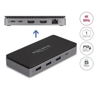 Delock USB Type-C™ 4K dokkolóállomás - kettős HDMI MST / USB / Gibabit LAN / PD 3.0 85 W