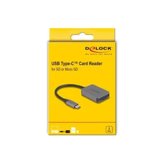 Delock kártyaolvasó USB Type-C™ alumínium házban SD vagy Micro SD memóriakártyákhoz