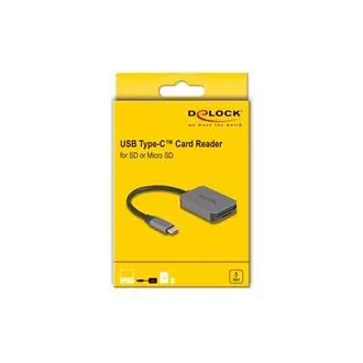 Delock kártyaolvasó USB Type-C™ alumínium házban SD vagy Micro SD memóriakártyákhoz