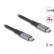 Delock USB 40 Gbps USB Type-C™ kábel hímről hímre PD 3.1 240 W E-Marker 2 m szürke fémszürke