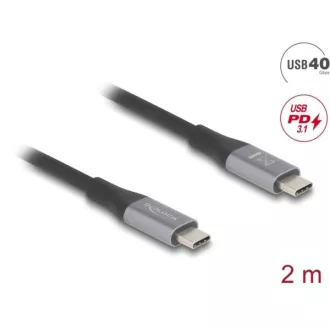 Delock USB 40 Gbps USB Type-C™ kábel hímről hímre PD 3.1 240 W E-Marker 2 m szürke fémszürke