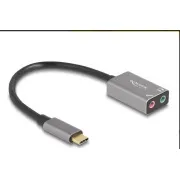 Delock külső USB Type-C™ hangkártya Plug & Play audioadapterrel, 2 x 3,5 mm-es sztereó csatlakozóval