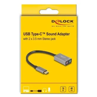 Delock külső USB Type-C™ hangkártya Plug & Play audioadapterrel, 2 x 3,5 mm-es sztereó csatlakozóval