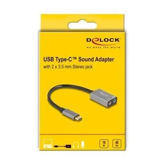 Delock külső USB Type-C™ hangkártya Plug & Play audioadapterrel, 2 x 3,5 mm-es sztereó csatlakozóval