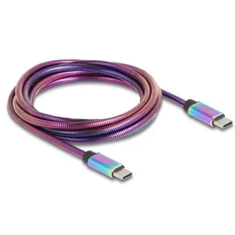 Delock USB 2.0-ról USB Type-C™ dugóról dugóra kábel, szivárványszínű fém köpeny, PD 3.0, 60 W, 2 m Delock USB 2.0-ról USB Type-C™ dugóról dugóra kábel, szivárványszínű fém köpeny, PD 3.0, 60 W, 2 m