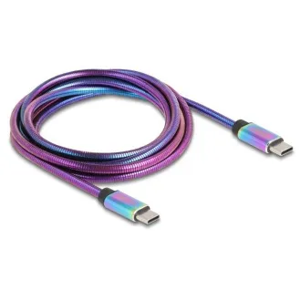 Delock USB 2.0-ról USB Type-C™ dugóról dugóra kábel, szivárványszínű fém köpeny, PD 3.0, 60 W, 2 m Delock USB 2.0-ról USB Type-C™ dugóról dugóra kábel, szivárványszínű fém köpeny, PD 3.0, 60 W, 2 m