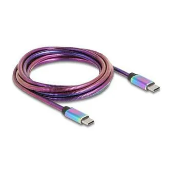 Delock USB 2.0-ról USB Type-C™ dugóról dugóra kábel, szivárványszínű fém köpeny, PD 3.0, 60 W, 2 m Delock USB 2.0-ról USB Type-C™ dugóról dugóra kábel, szivárványszínű fém köpeny, PD 3.0, 60 W, 2 m