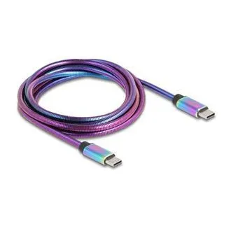 Delock USB 2.0-ról USB Type-C™ dugóról dugóra kábel, szivárványszínű fém köpeny, PD 3.0, 60 W, 2 m Delock USB 2.0-ról USB Type-C™ dugóról dugóra kábel, szivárványszínű fém köpeny, PD 3.0, 60 W, 2 m