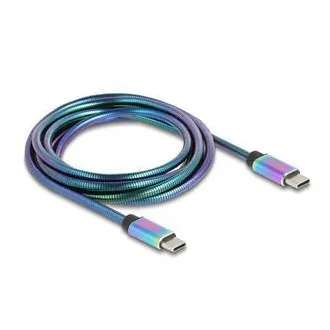 Delock USB 2.0-ról USB Type-C™ dugóról dugóra kábel, szivárványszínű fém köpeny, PD 3.0, 60 W, 2 m Delock USB 2.0-ról USB Type-C™ dugóról dugóra kábel, szivárványszínű fém köpeny, PD 3.0, 60 W, 2 m