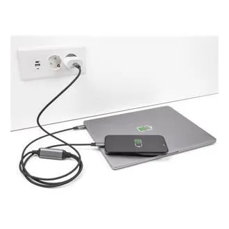 Delock USB-C™ Y-alakú kábel, 1 x dugó 2 x PD 3.0 dugóhoz, 100 W intelligens teljesítményelosztás, 1,2 m