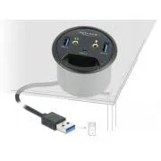Delock háromportos asztali USB-elosztó: 1 x USB Type-C és 2 x USB Type-A   HD-Audio portok