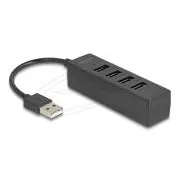 Delock 4 portos USB hub USB 2.0, 4 x USB Type-A csatlakozóval fekete