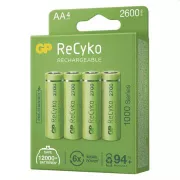GP AA ReCyko 2 600 mAh, újratölthető, (HR6), 4 db PP