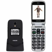 EVOLVEO EasyPhone FS, 2,8 hüvelykes, felnyitható mobiltelefon időseknek, töltőállvánnyal (fekete szín)