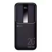C-TECH Powerbank 20000mAh, Li-Pol, 22.5W, USB-C/USB-A/mikro USB/PD/gyorstöltés/megjelenítés
