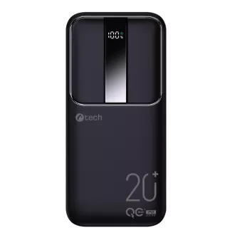 C-TECH Powerbank 20000mAh, Li-Pol, 22.5W, USB-C/USB-A/mikro USB/PD/gyorstöltés/megjelenítés