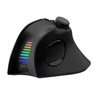 EVOLVEO TwinVerti, vezeték nélküli függőleges ergonomikus egér, háttérvilágítással, csendes, 2.4GHz Bluetooth, fekete színű