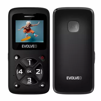 EVOLVEO EasyPhone ID, mobiltelefon idősek számára, a legegyszerűbb telefon a piacon, 1,77"/1x SIM/700mAh/fekete