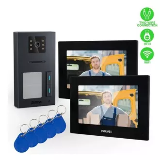 EVOLVEO DoorPhone AP2-2 vezetékes videotelefon két lakáshoz, alkalmazással, fekete színben