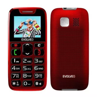 EVOLVEO EasyPhone, mobiltelefon idősek számára töltőállvánnyal, piros színű