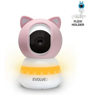 EVOLVEO Baby Monitor LUX- Intelligens 360°-os videós bébiőr éjszakai látással, sírás- és mozgásérzékeléssel, rózsaszínű - Használt