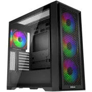 EVOLVEO Rhino, eATX/ATX ház, 4 db 120 mm-es ARGB ventilátor, edzett üveg oldallap   rácsos előlap