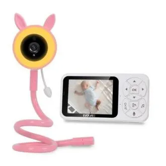 EVOLVEO Baby Monitor N35 – kamerás babaőrző, VOX, hőmérő, éjjellátó, RGB-fény, rózsaszín