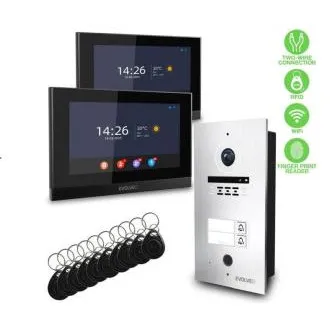 EVOLVEO DoorPhone ID-2, kétlakásos, kétvezetékes videótelefon RFID-vel, ujjlenyomat-olvasóval és ONVIF-kompatibilis kamerákkal EVOLVEO DoorPhone ID-2, kétlakásos, kétvezetékes videótelefon RFID-vel, ujjlenyomat-olvasóval és ONVIF-kompatibilis kamerákkal
