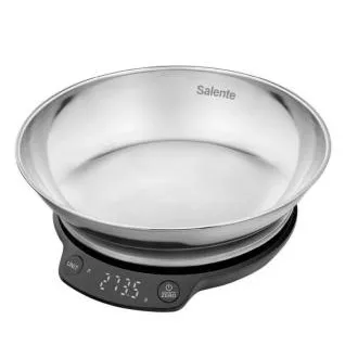 Salente Rimare, konyhai mérleg, 5 kg, rozsdamentes acél tál, fekete/rozsdamentes acél