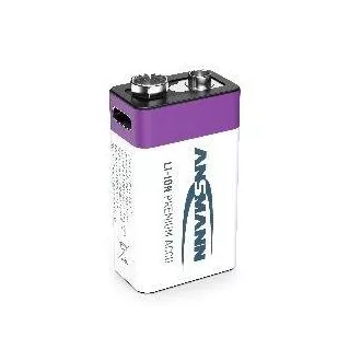 Ansmann Li-ion 9V Block, min 340mAh, töltőelektronikával, USB-C