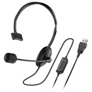 Genius HS-100U Headset, headset, egyfüles, vezetékes, mikrofonnal, hangerőszabályzóval, USB, fekete, fekete