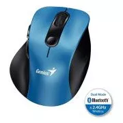 Genius Ergo 9000S, egér, vezeték nélküli, optikai, 2400DPI, 6 gomb, Bluetooth, 2.4GHz, USB, kék, kék
