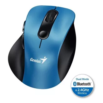 Genius Ergo 9000S, egér, vezeték nélküli, optikai, 2400DPI, 6 gomb, Bluetooth, 2.4GHz, USB, kék, kék