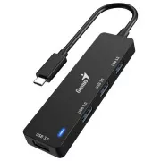 Genius UH-400 USB Hub, külső, USB-C - 4× USB 3.0, 15cm, fekete