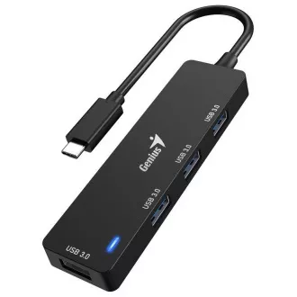 Genius UH-400 USB Hub, külső, USB-C - 4× USB 3.0, 15cm, fekete