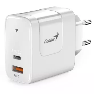 Genius PD-65AC, hálózati adapter, univerzális, 65W, 1× USB-C, 1× USB, PD 3.0, QC 3.0, fehér