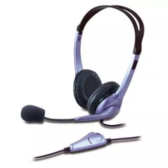 Genius HS-04S fejhallgató, vezetékes, fejhallgató, mikrofon, 3,5 mm-es egycsatlakozós, fekete-ezüst színű