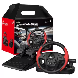 Genius GX Gaming SpeedMaster, Kormánykerék, pedálok, váltó, PC, PS3, PS4, USB, rezgés, fekete és piros színben Genius GX Gaming SpeedMaster, Kormánykerék, pedálok, váltó, PC, PS3, PS4, USB, rezgés, fekete és piros színben