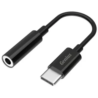 Genius ACC-C100, reduktor, USB-C csatlakozó, 3,5 mm-es jack aljzat, 10 cm, fekete