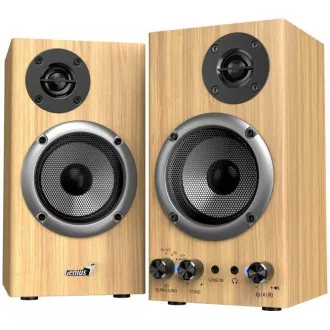 Genius SP-HF520BT hangszórók, 2.0, 20W, Bluetooth, 3,5 mm-es jack, fa, barna